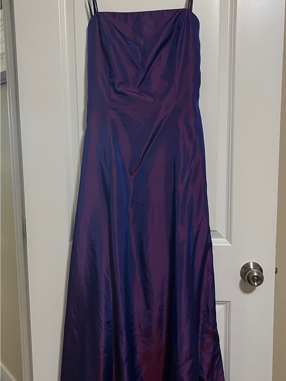 Thin strap Iridescent Purple Evening Gown